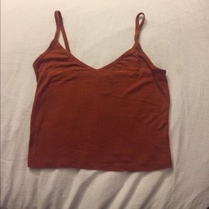 Cropped cami tank top orange dark burnt orange S